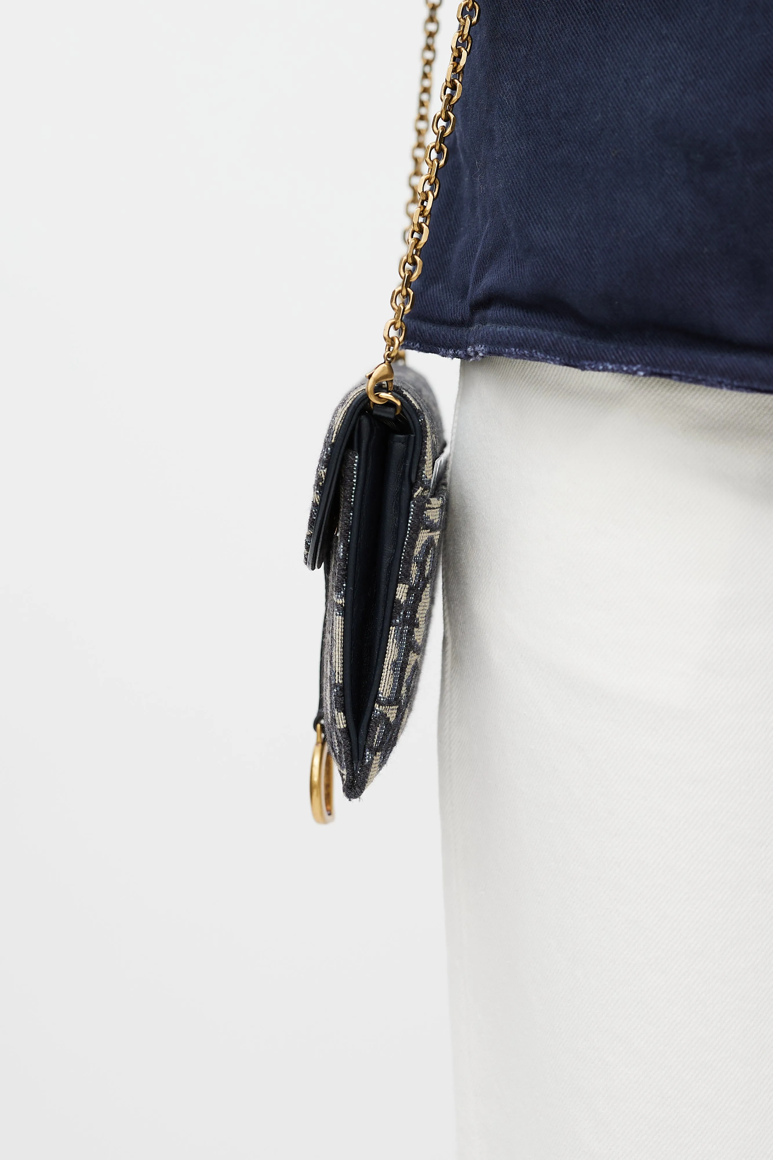 2020 Navy & Beige Saddle Pouch Crossbody Bag