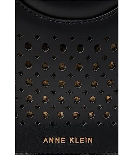 Anne Klein Two for one Perforated Mini Satchel with Chain, Black/Natural