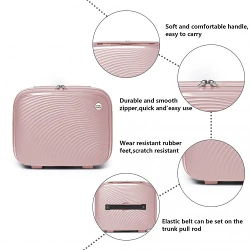 British Traveller 4 Pcs Spinner Hard Shell PP Suitcase with TSA Lock & Vanity Case - Nude