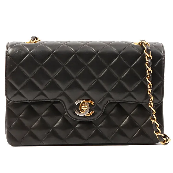 Chanel 1992 Made Paris Limited Design Flap Chain Bag Black