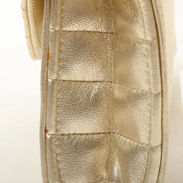 Chanel Around 1995 Made V Flap Mademoiselle Stitch Shoulder Bag Gold