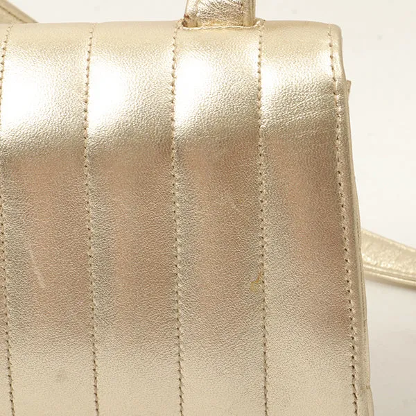 Chanel Around 1995 Made V Flap Mademoiselle Stitch Shoulder Bag Gold