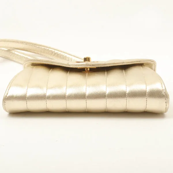 Chanel Around 1995 Made V Flap Mademoiselle Stitch Shoulder Bag Gold
