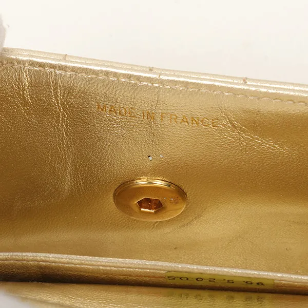 Chanel Around 1995 Made V Flap Mademoiselle Stitch Shoulder Bag Gold