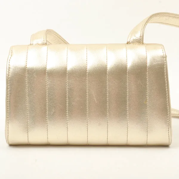 Chanel Around 1995 Made V Flap Mademoiselle Stitch Shoulder Bag Gold