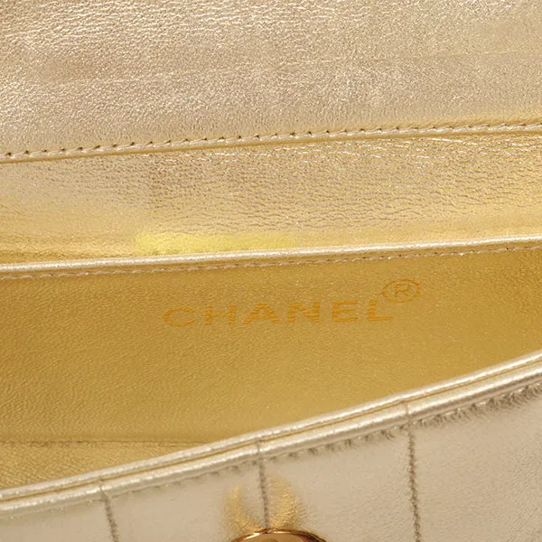 Chanel Around 1995 Made V Flap Mademoiselle Stitch Shoulder Bag Gold