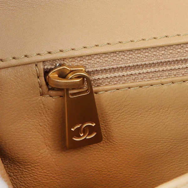 Chanel Around 2000 Made Classic Flap Acrylic Chain Bag 25Cm Beige