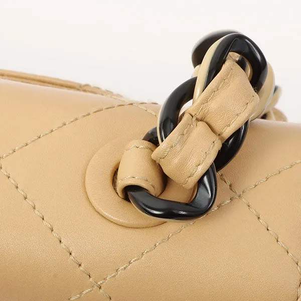 Chanel Around 2000 Made Classic Flap Acrylic Chain Bag 25Cm Beige