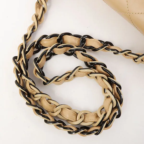 Chanel Around 2000 Made Classic Flap Acrylic Chain Bag 25Cm Beige