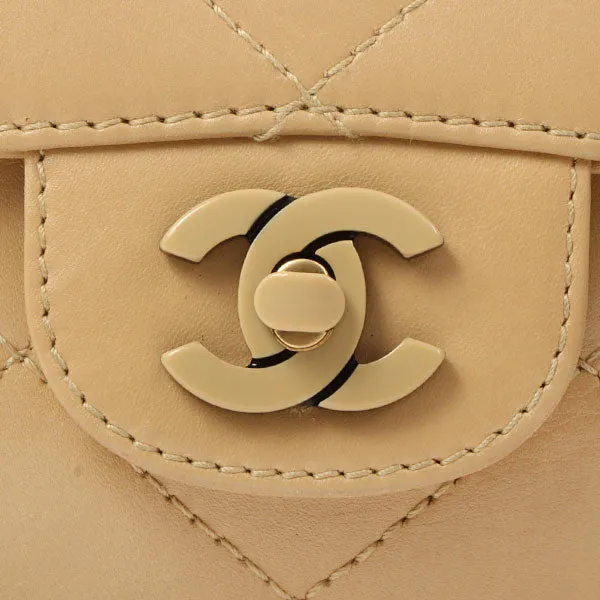 Chanel Around 2000 Made Classic Flap Acrylic Chain Bag 25Cm Beige