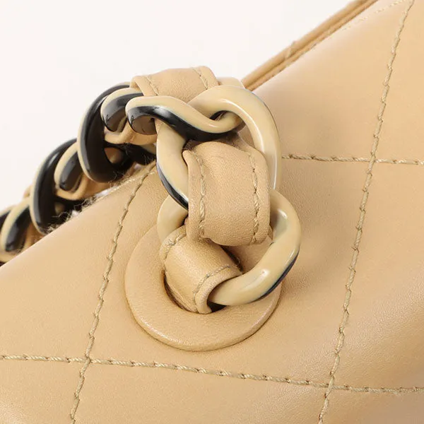 Chanel Around 2000 Made Classic Flap Acrylic Chain Bag 25Cm Beige