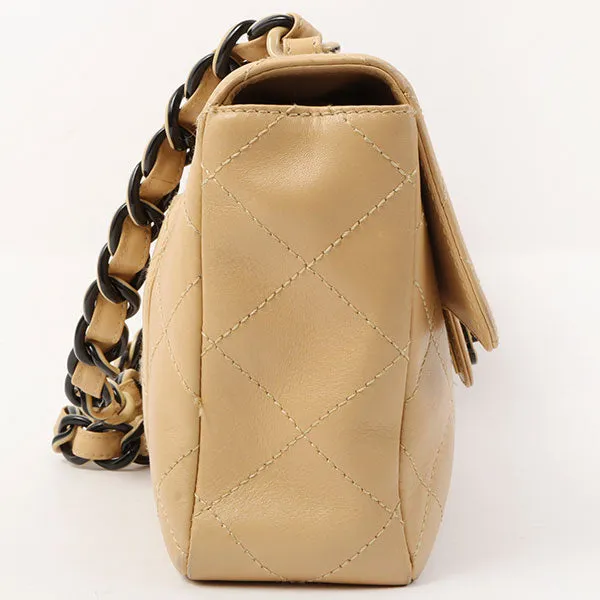 Chanel Around 2000 Made Classic Flap Acrylic Chain Bag 25Cm Beige
