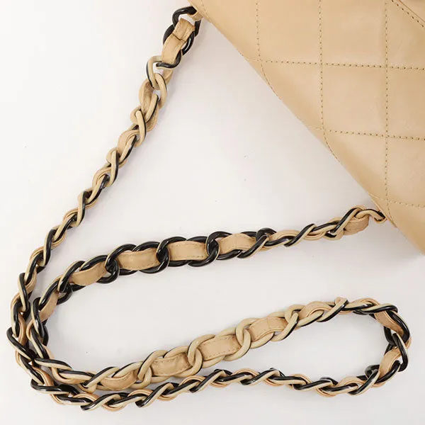 Chanel Around 2000 Made Classic Flap Acrylic Chain Bag 25Cm Beige