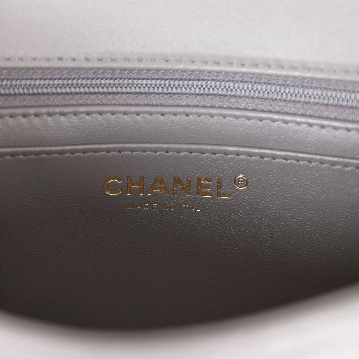 Chanel Mini Rectangular Flap Bag with Top Handle Dark Grey Lambskin Light Gold Hardware