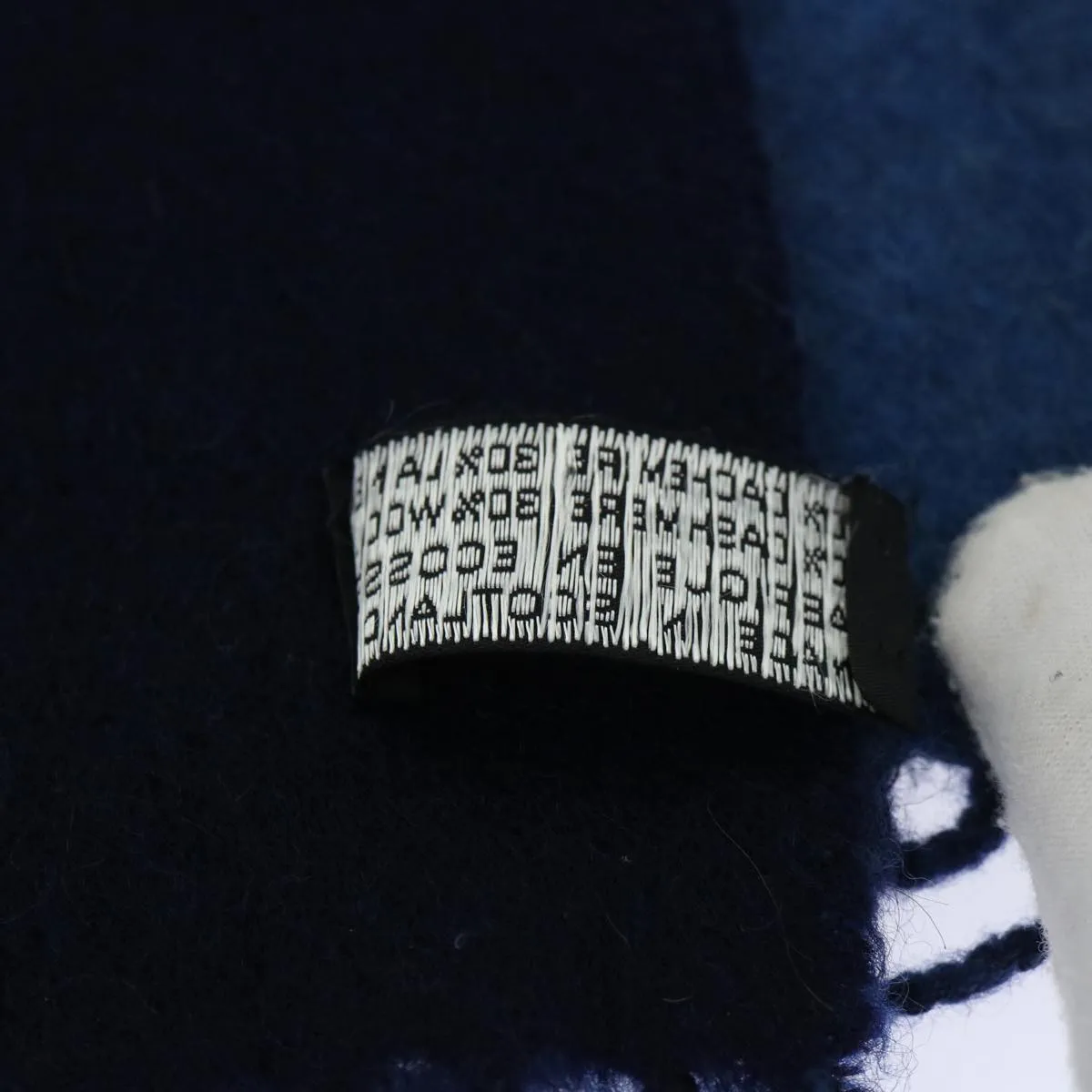 CHRISTIAN DIOR Scarf Cashmere Wool Navy Auth ep1578
