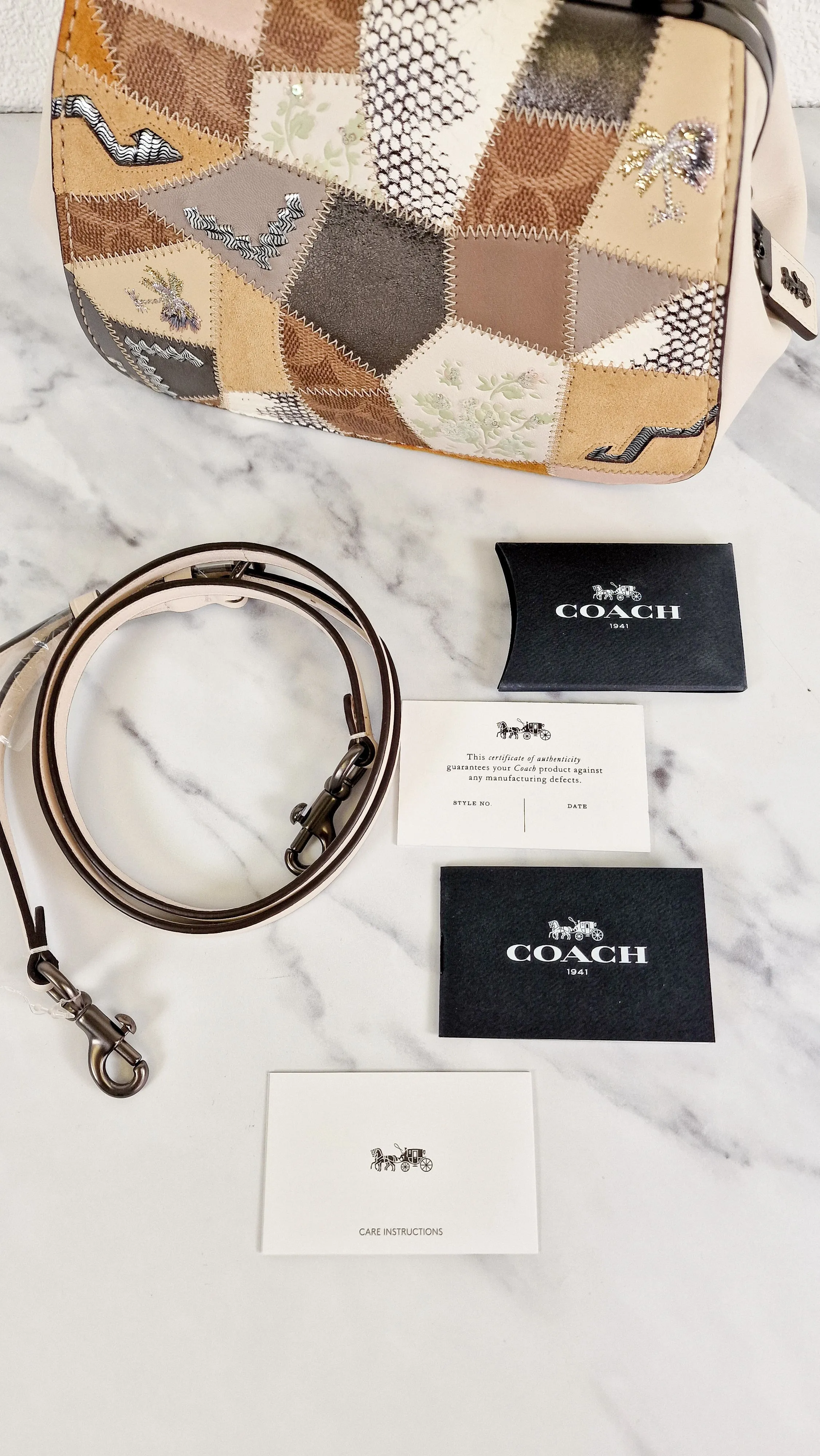 Coach 1941 Frame Bag 23 with Kisslock & Signature Patchwork in Smooth Chalk White Leather - Crossbody Handbag - Coach 69024