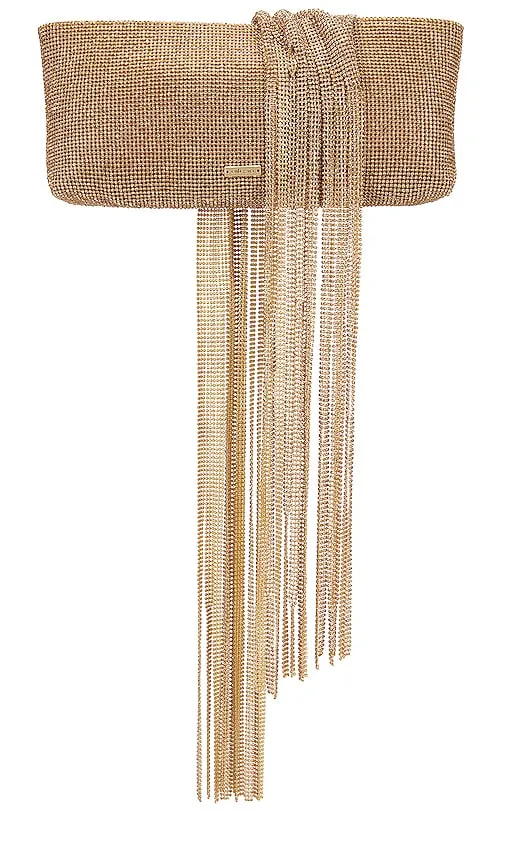 Cult Gaia Banu Mini Rhinestone Clutch in Metallic Gold