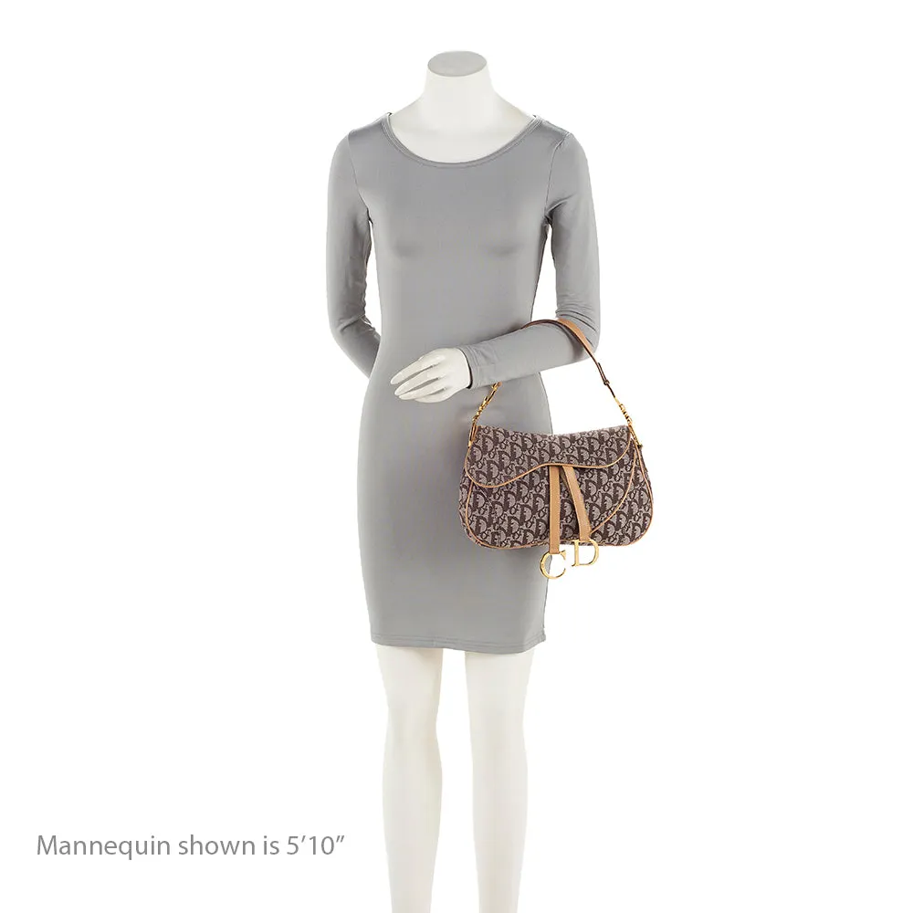 Dior Canvas Logo Double Saddle Shoulder Bag (SHF-20814)