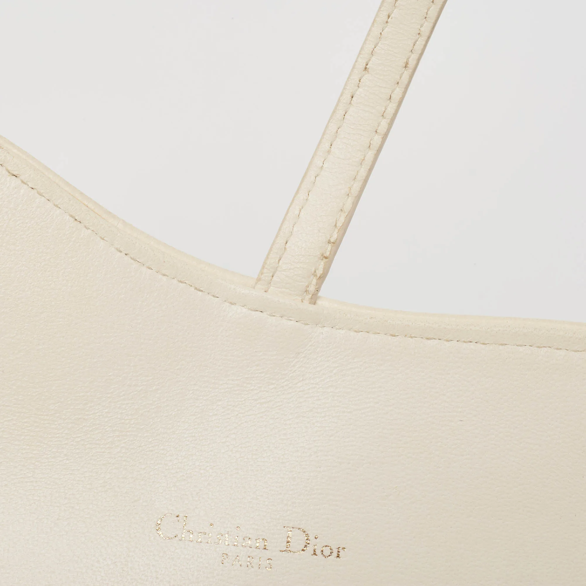 DIOR Off White Oblique Canvas and Leather Saddle Wallet on Chain