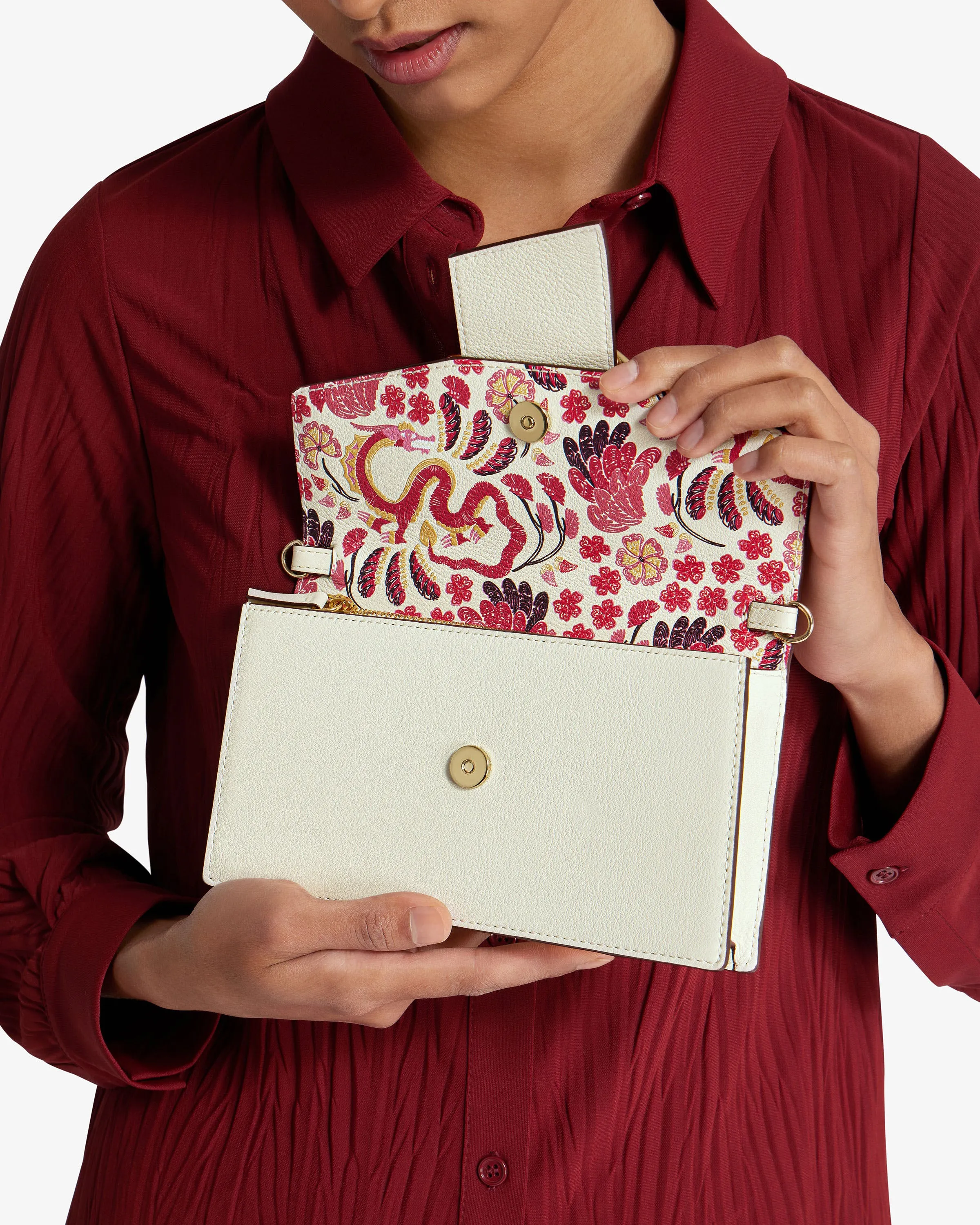 LNY Crescent on a chain - LNY Dragon Vanilla with Burgundy Edge