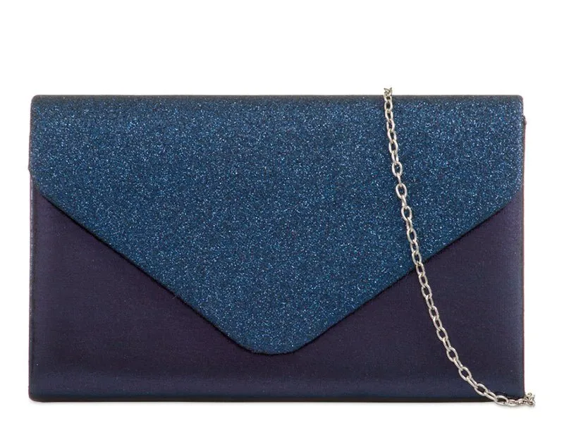 Navy Glitter Shimmer Clutch Bag