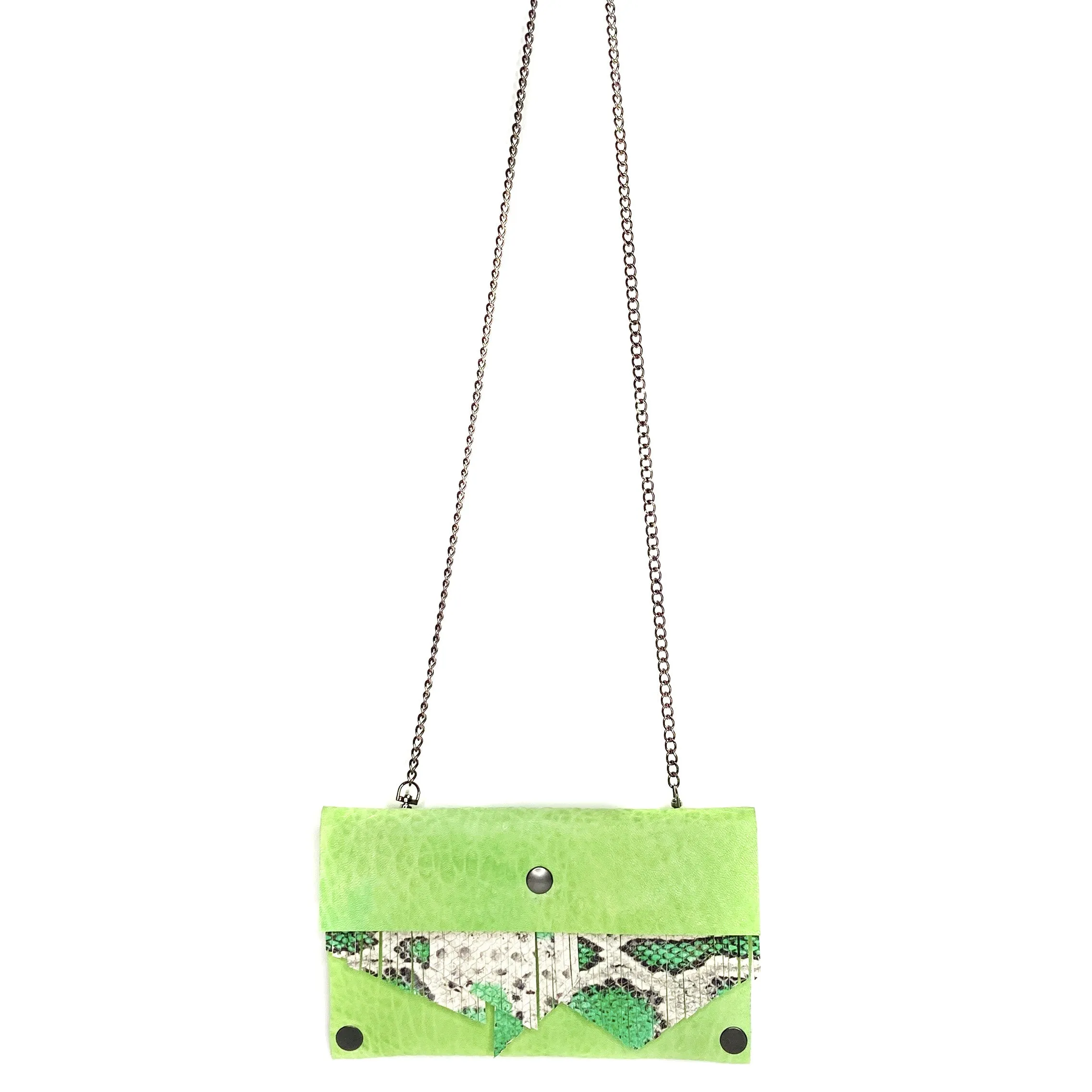 Seafoam Green snake-print Fringe Mini Clutch (wallet)