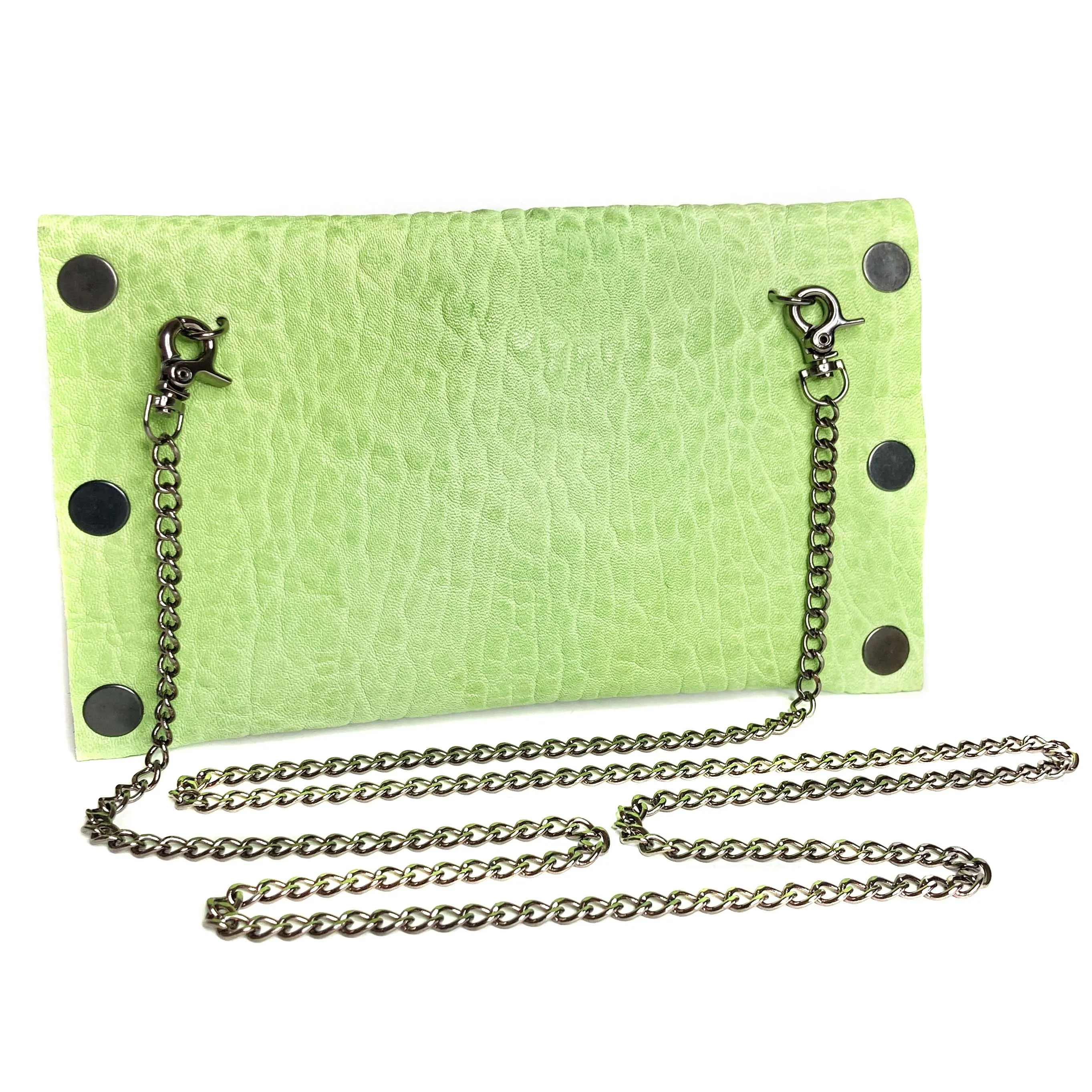 Seafoam Green snake-print Fringe Mini Clutch (wallet)