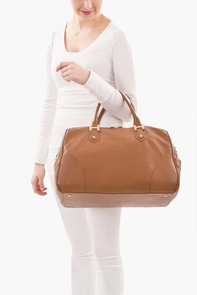 Soho Classic Leather/Suede Large Satchel - Purple