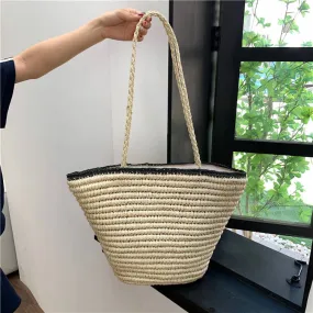 Summer Straw Basket Tote Beach Bags-Showtown
