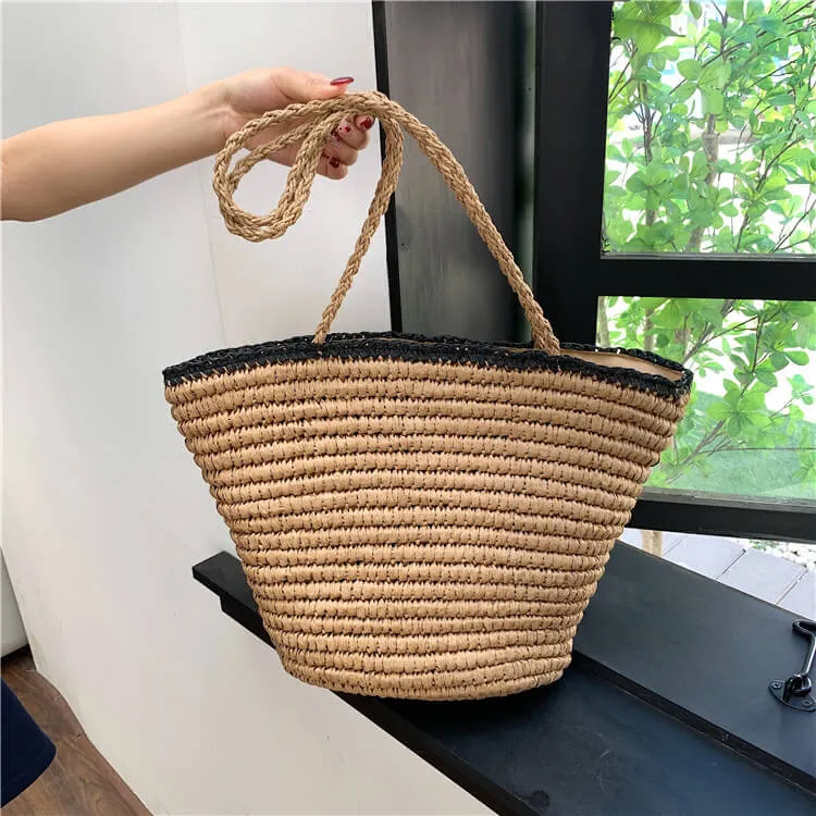 Summer Straw Basket Tote Beach Bags-Showtown