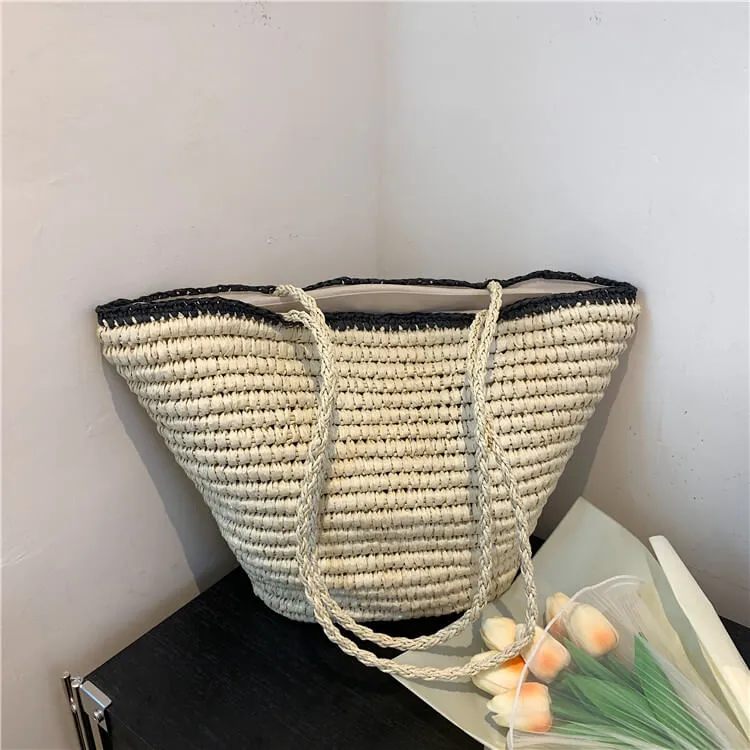 Summer Straw Basket Tote Beach Bags-Showtown