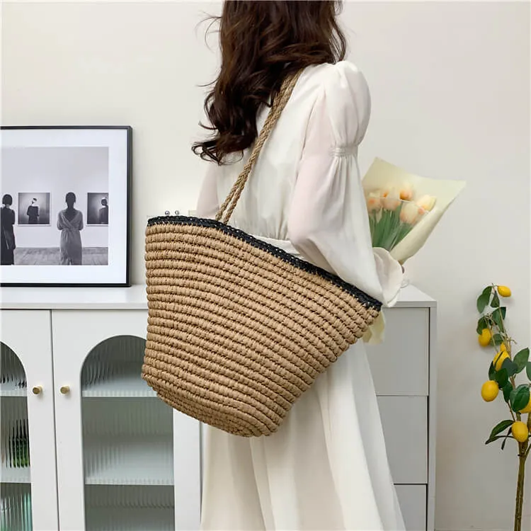 Summer Straw Basket Tote Beach Bags-Showtown
