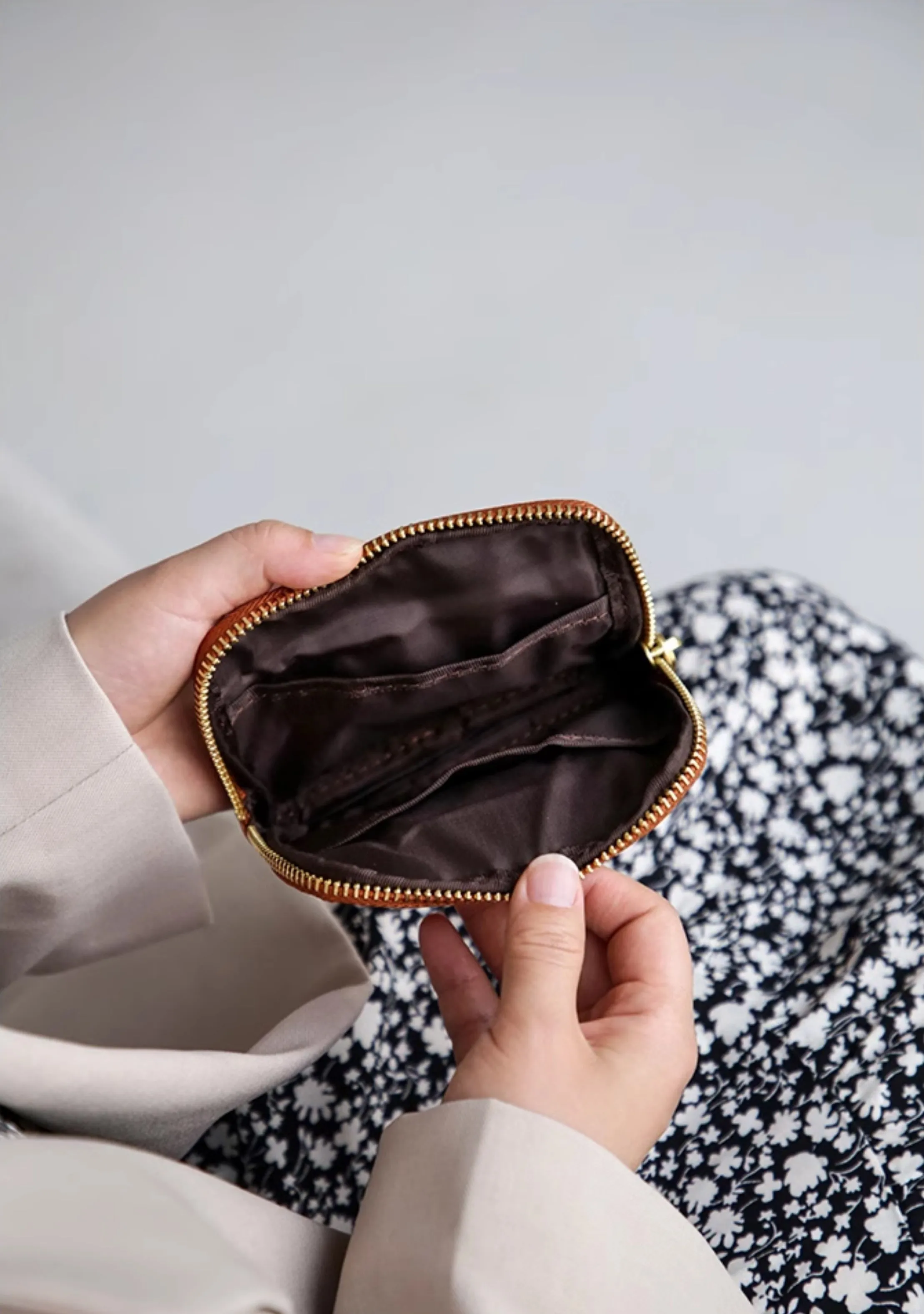 Vintage Womens Leather Coin Purse With Zipper Women Leather Wallet