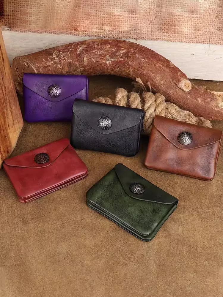 Womens Card And Coin Holder Genuine Leather Wallets For Ladies