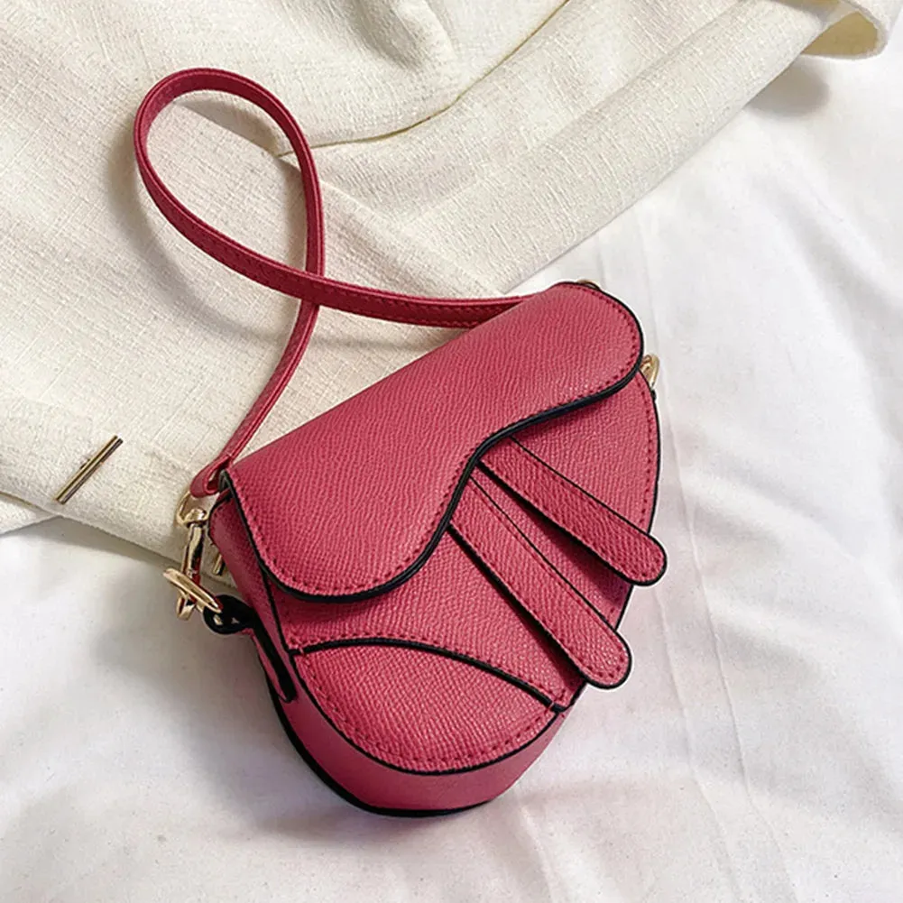 Women's Elegant Compact Saddle Shoulder Handbag Fashion Underarm Hasp Zipper Casual Simple Messenger Crossbody Bag