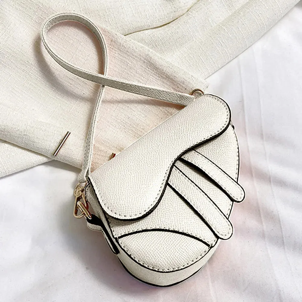 Women's Elegant Compact Saddle Shoulder Handbag Fashion Underarm Hasp Zipper Casual Simple Messenger Crossbody Bag