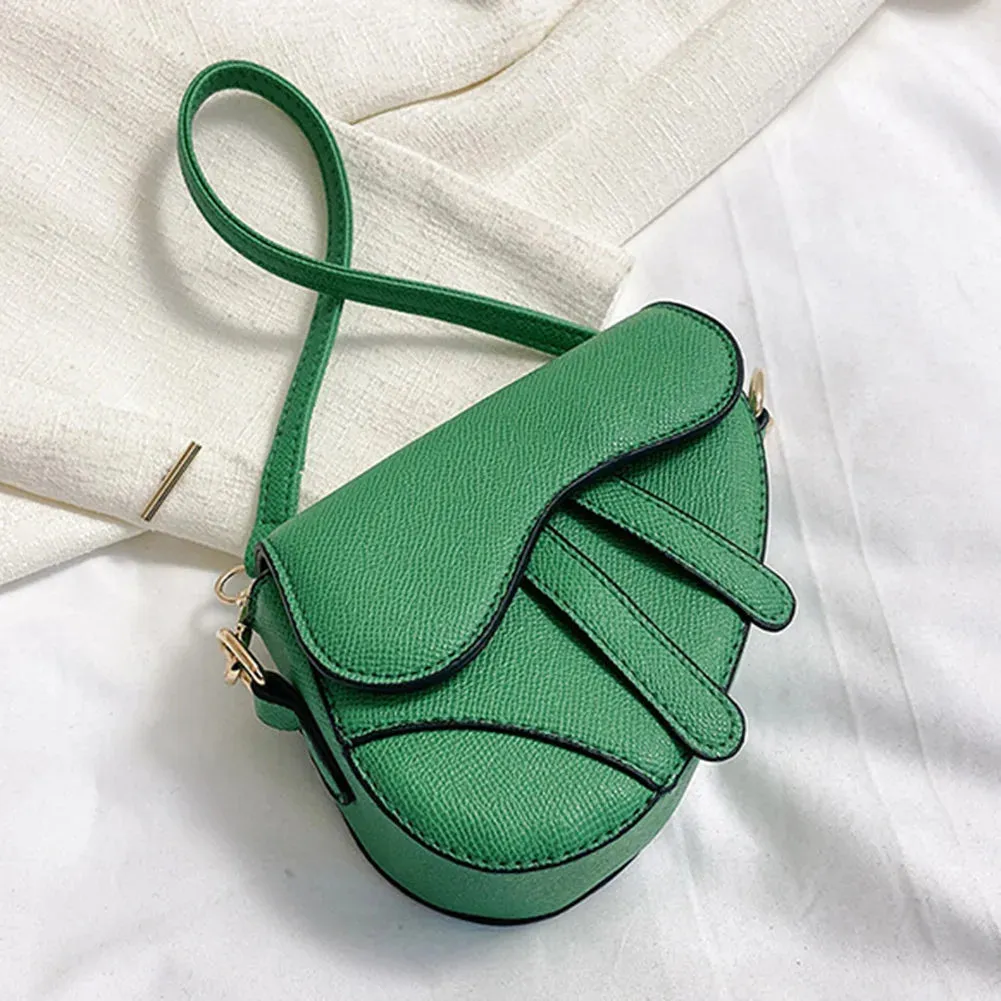 Women's Elegant Compact Saddle Shoulder Handbag Fashion Underarm Hasp Zipper Casual Simple Messenger Crossbody Bag